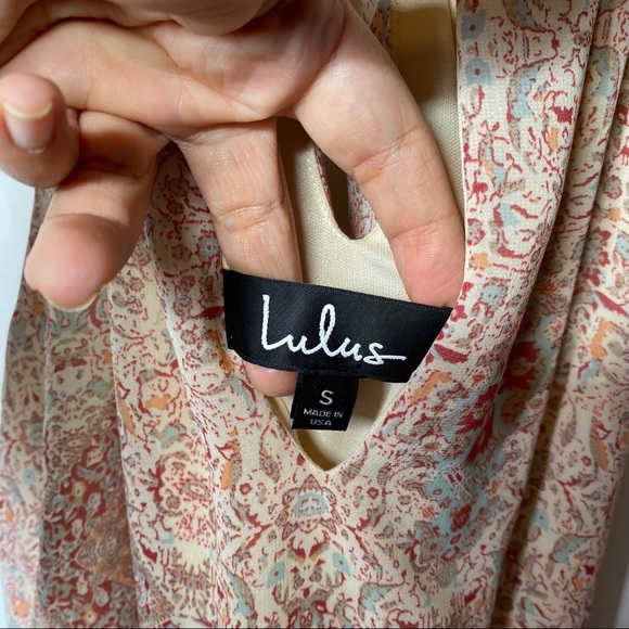 Lulu’s Pink Printed Halter Tassel Romper - Picture 3 of 12